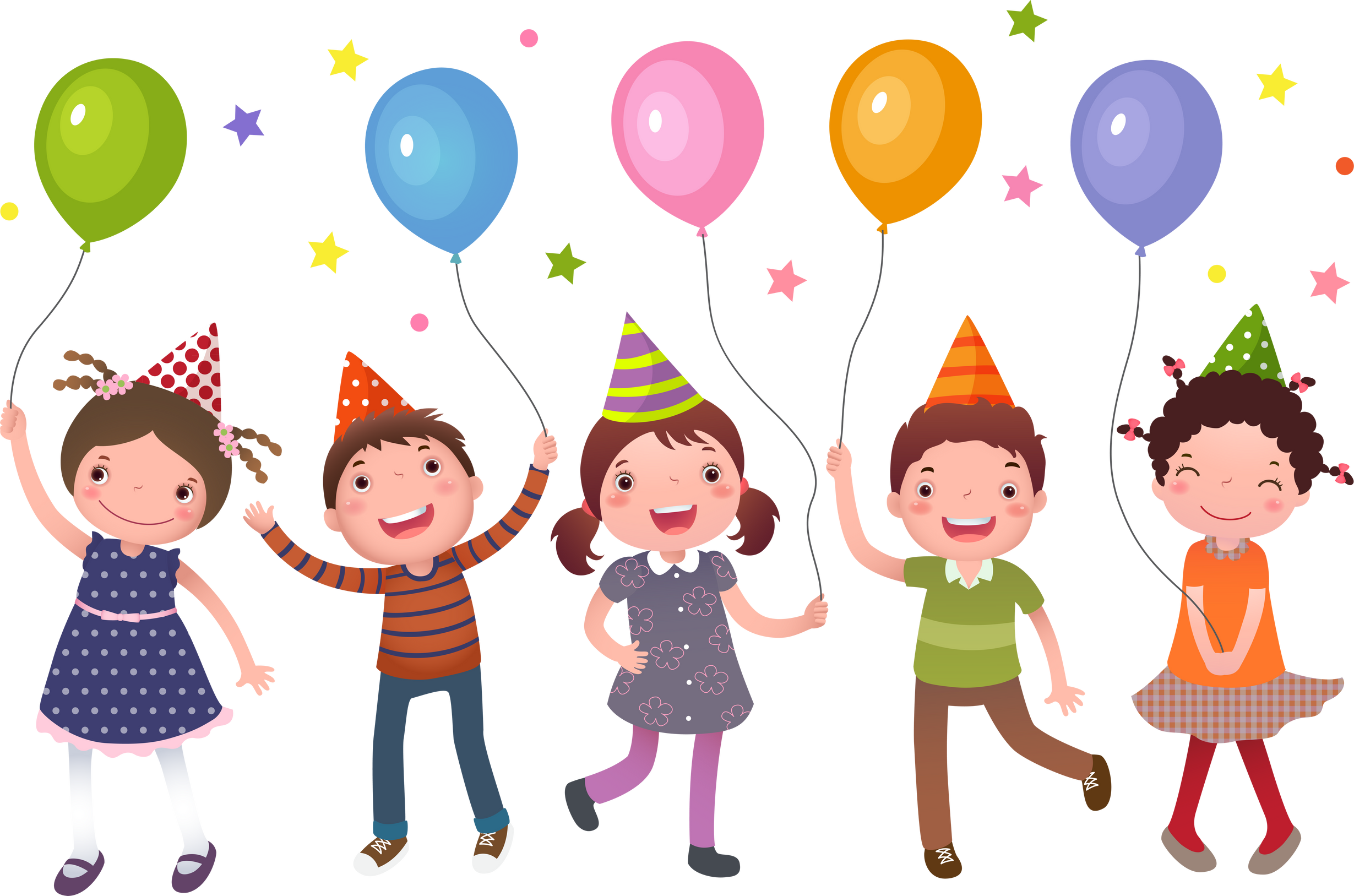 Kids; holding; colorful; balloons; party; cartoon; children;