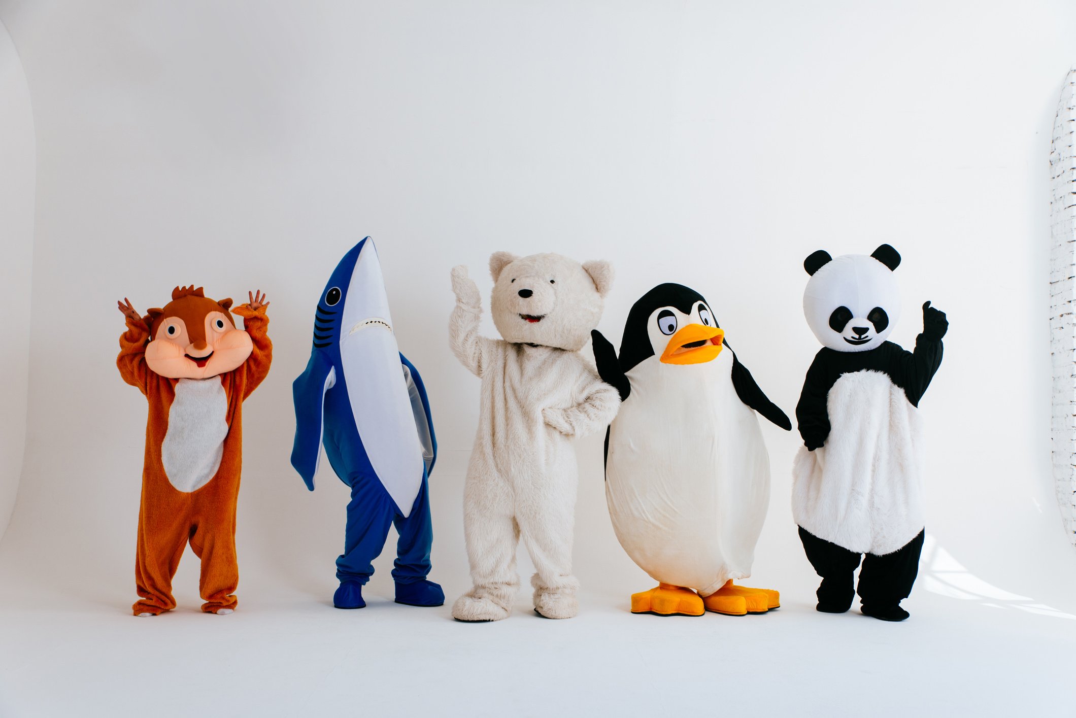 Group of Animals Mascots Doing Party